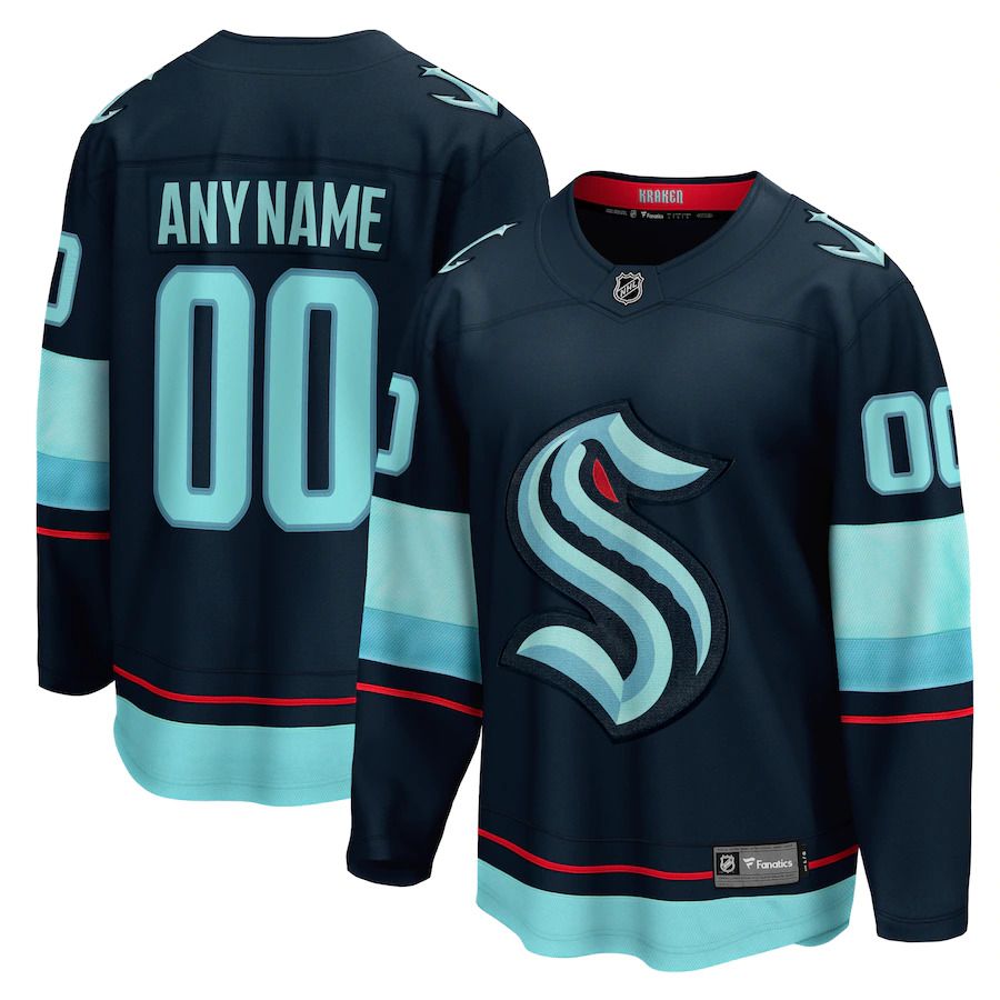 Men Seattle Kraken Fanatics Branded Navy Home Breakaway Custom NHL Jersey->customized nhl jersey->Custom Jersey
